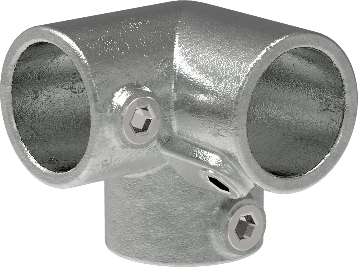 Rohrverbinder | Dreiweg-Eckstück 90° | 128A27 | 26,9 mm | 3/4" | Feuerverzinkt u. Elektrogalvanisiert