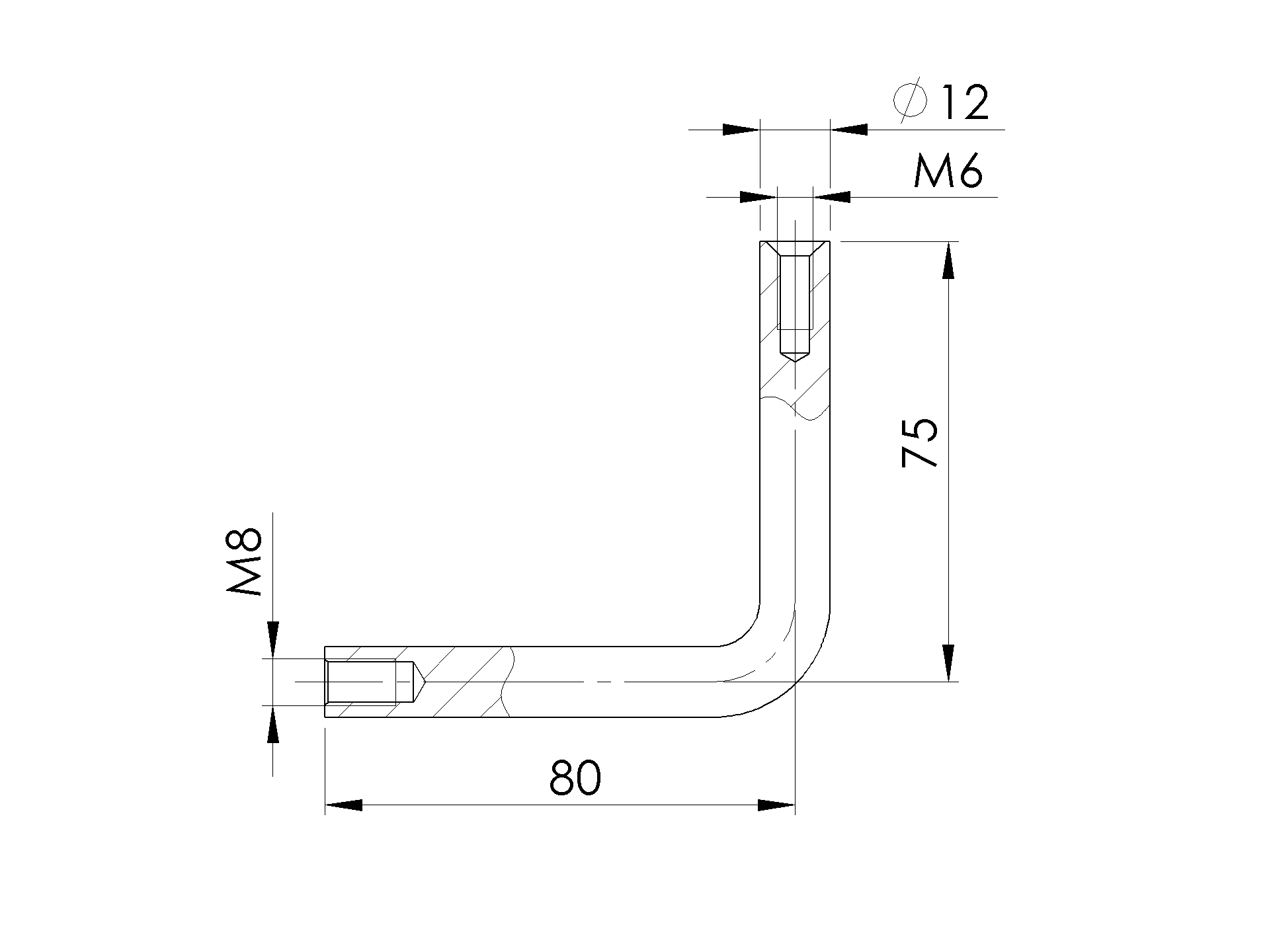 Bügel Ø 12 mm mit 2 x Innengewinde: M6 V2A