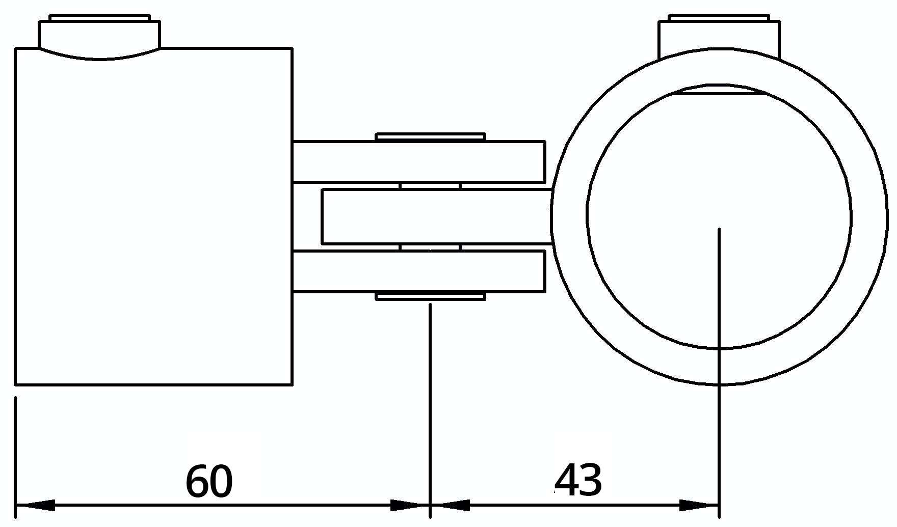 Rohrverbinder | Gelenkstück einfach | 173B34 | 33,7 mm | 1" | Temperguss u. Elektrogalvanisiert