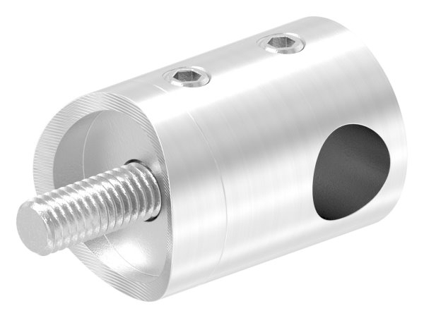 Querstab-Endhalter V2A Edelstahl – Anschluss Ø 42,4 mm passend für Rundstäbe 10 mm Sackloch Abschluss RECHTS inkl. Schrauben