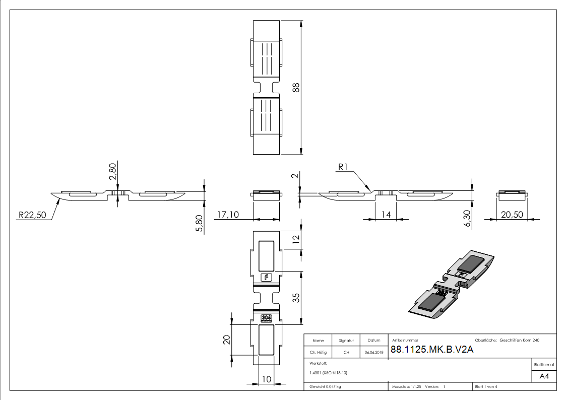Sichtschutz Sicherungsboden MK Mod. 25, in V2A