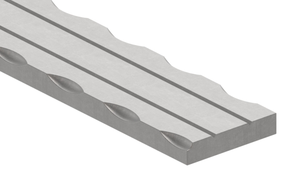 Flacheisen | 2x gerillt | Länge: 3000 mm | Material: 40x8 mm | Stahl (Roh) S235JR