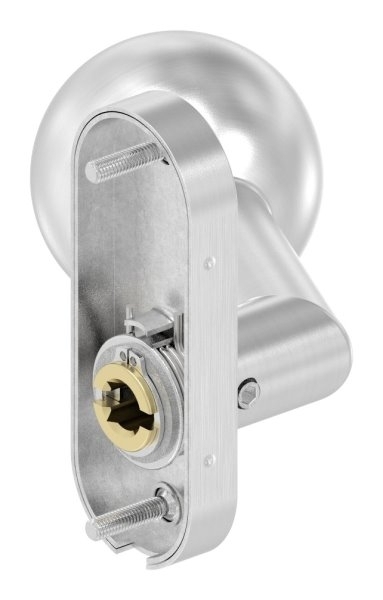 Drueckerknopf Edelstahl V2A Ø 50 mm drehbar gekroepft rechts-88-11612-VA-D.R