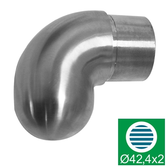 Endstück 90° halbrund, für Rundrohr Ø 42,4x2,0 mm V2A