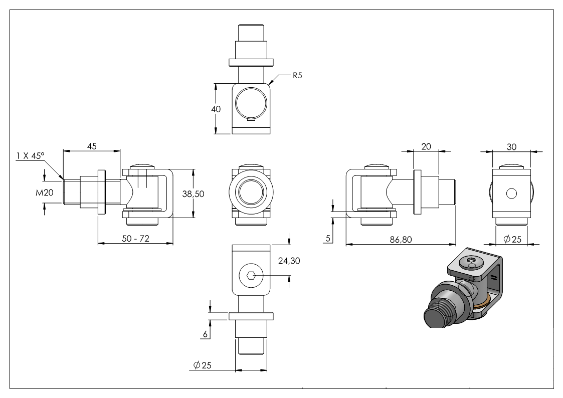 Torband M20 verstellbar schweissbar Stahl -roh- S235JR-30-3506.8