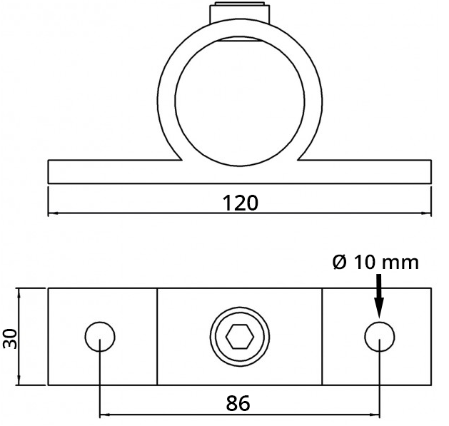 Rohrverbinder - Befestigungsring mit Flansch 2 Bohrungen - 198B34 - 33-7 mm - 1- - Feuerverzinkt u. Elektrogalvanisiert-198B34