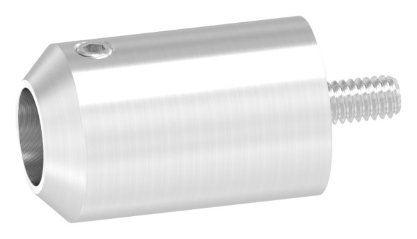Querstabhalter V2A Edelstahl – Stoßverbinder mit Bohrung Ø 12,5 mm für FLACHen Anschluss inkl. Schraube M6 (Handlaufhalter-Bügel Befestigung)