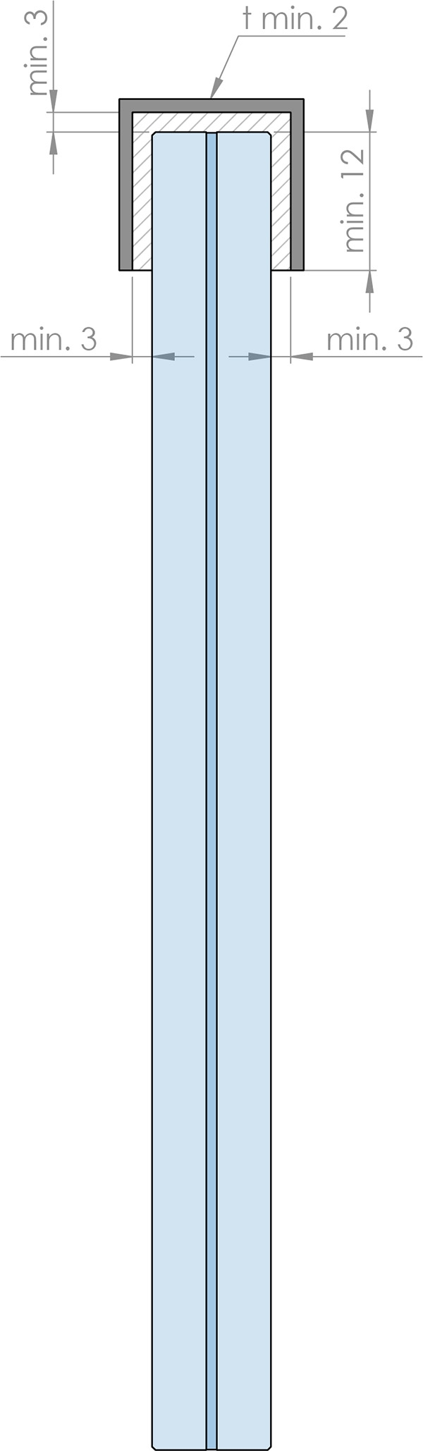 Aluminium-U-Profil, 24 x 12 x 3mm, Länge: 6000mm