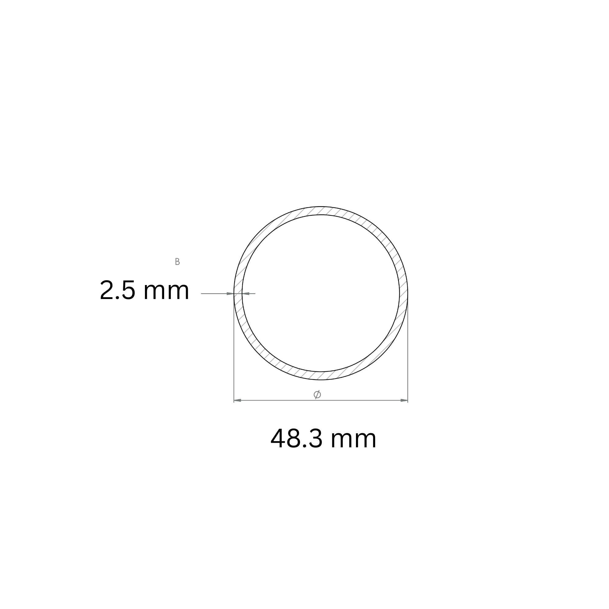 Rundrohr Ø 48-3x2-5 mm Laenge- 6000 mm Stahl S235JR- roh-30-2124.8