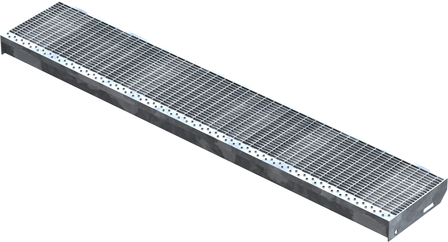 Gitterroststufe Treppenstufe Maße: 1500x270 mm 30/10 mm S235JR (St37-2), im Vollbad feuerverzinkt