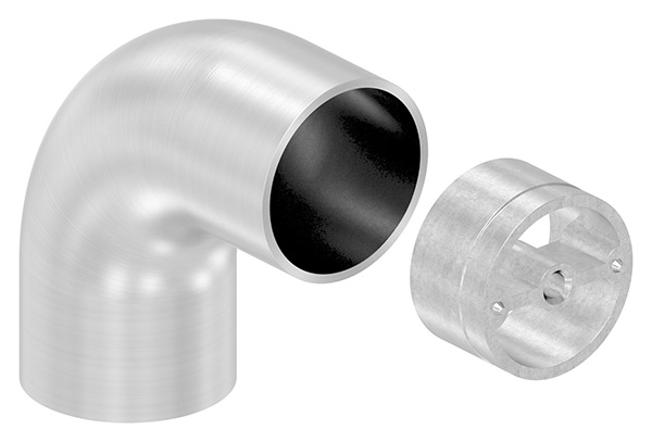 Endbogen Edelstahl V2A fuer Holzhandlauf Ø 42-4 mm 90° inkl- Adapter-88-1150603.240