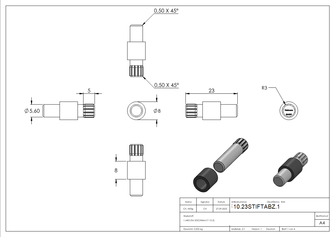 1 Sicherungsstift zu Glasklemme 63x45x30 mm AbZ V4A-10-23STIFTABZ.1