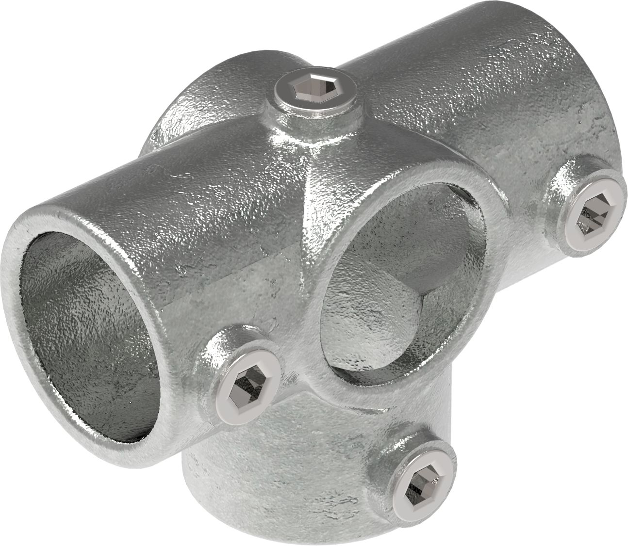Rohrverbinder T-Stueck fuer Stuetzrohr Ø 21-3 mm -1-2- - Temperguss verzinkt - 176T21-176T21