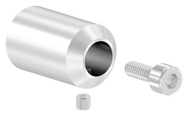 Querstabhalter V2A Edelstahl – Stoßverbinder mit Bohrung Ø 12,5 mm für FLACHen Anschluss inkl. Schraube M6 (Handlaufhalter-Bügel Befestigung)