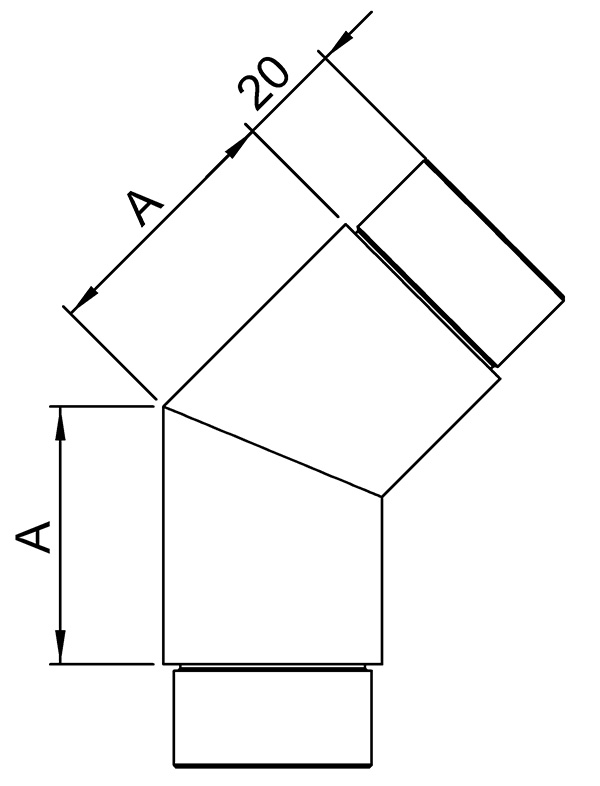 Eckbogen 135°, für Rundrohr Ø 42,4x2,0 mm V2A