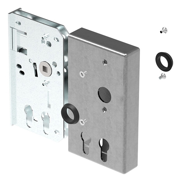 Schlosskasten Stahl B 30 mm fuer zwei Profilzylinder mit verzinktem Schloss-30-3250.8