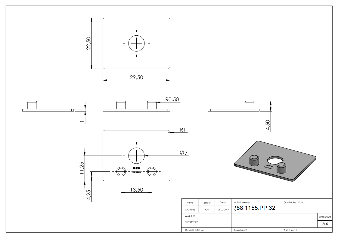 Ersatz-Plastikplaettchen fuer Lochblechhalter Durchmesser 32 mm-88-1155-PP.32