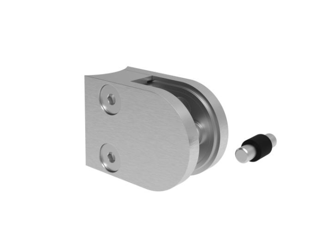 Glasklemme | Maße: 50x40x26 mm | Anschluss 42,4 mm | V2A | Gummi 10,00 mm ESG