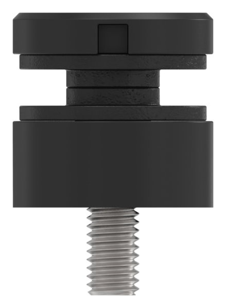 Glaspunkthalter Edelstahl V2A Ø 30 mm- Klemmbereich 6-0–12-76 mm- flach- RAL 9005-88-1160190-240.9005