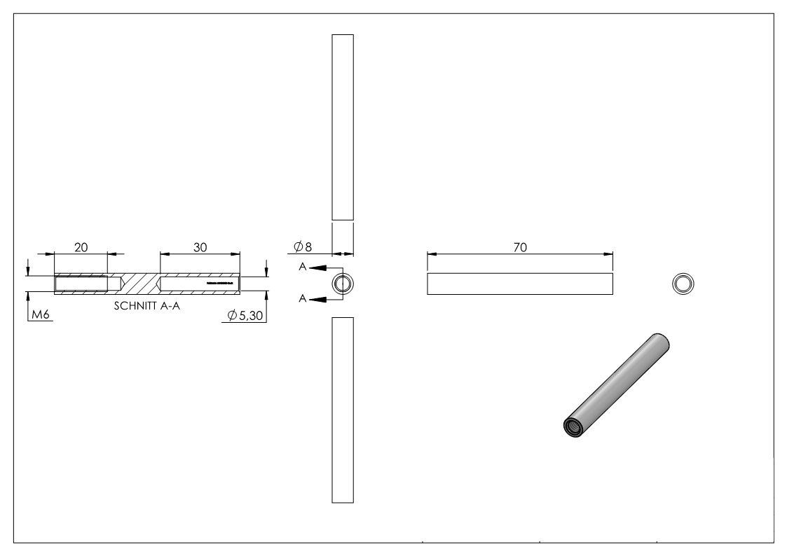 Gewindeterminal mit Innengewinde | Linksgewinde | Für Seil von Ø 5 mm |V2A