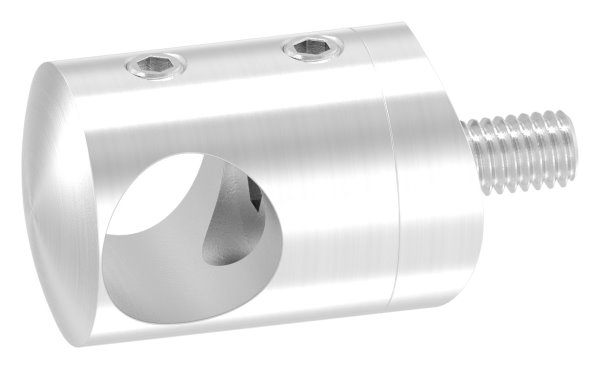 Querstabhalter Ø 22 mm | Anschluss: 48,3 mm | mit Bohrung: 14,2 mm | V2A