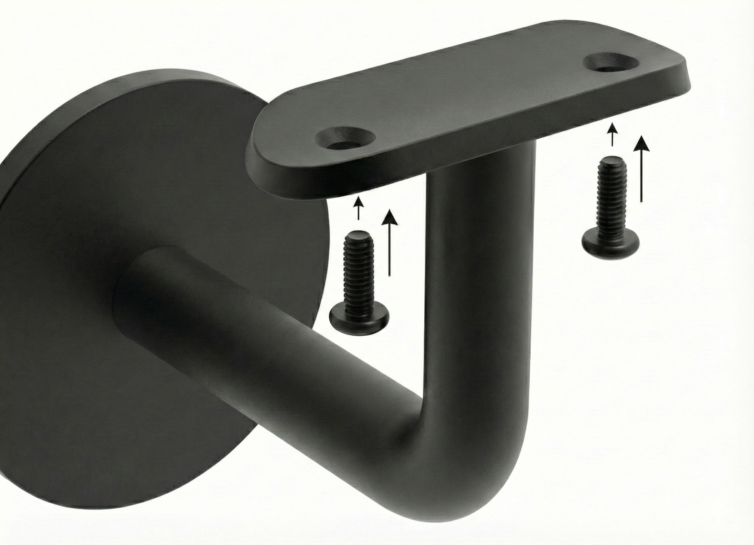 Design Handlaufhalter RAL 9005 Schwarz - V2A Edelstahl - Fuer Ø 42-4 mm Rohr - Unsichtbare Befestigung-11-7002-B-A.4