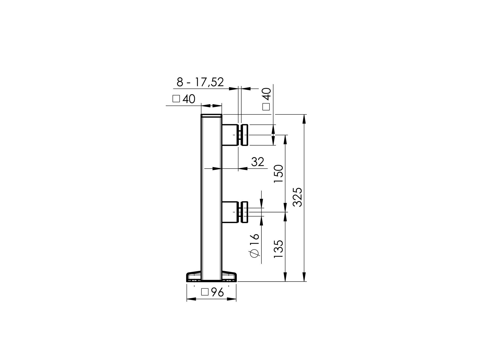 Stehender Glashalter Edelstahl AISI 304 geschliffen fuer Gelaender-89-11A6400040-A.4