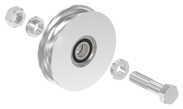 Schiebetorrolle Ø 100mm mit Rundrille Ø 20mm- V4A-88-11341-100.V4A