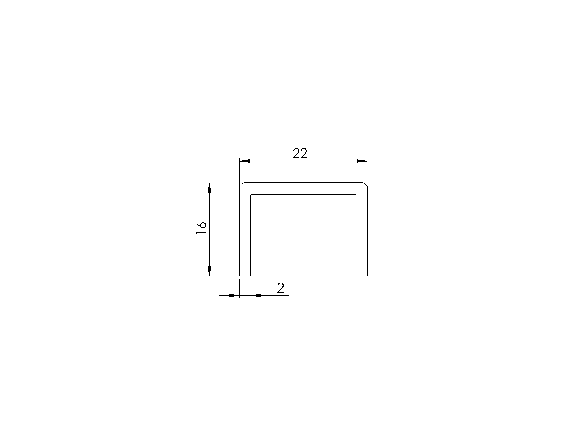 U-Profil Handlauf Aluminium fuer Glas 16-0-17-5 mm L=6000 mm eloxiert-89-11AL69010186000SE-A.4