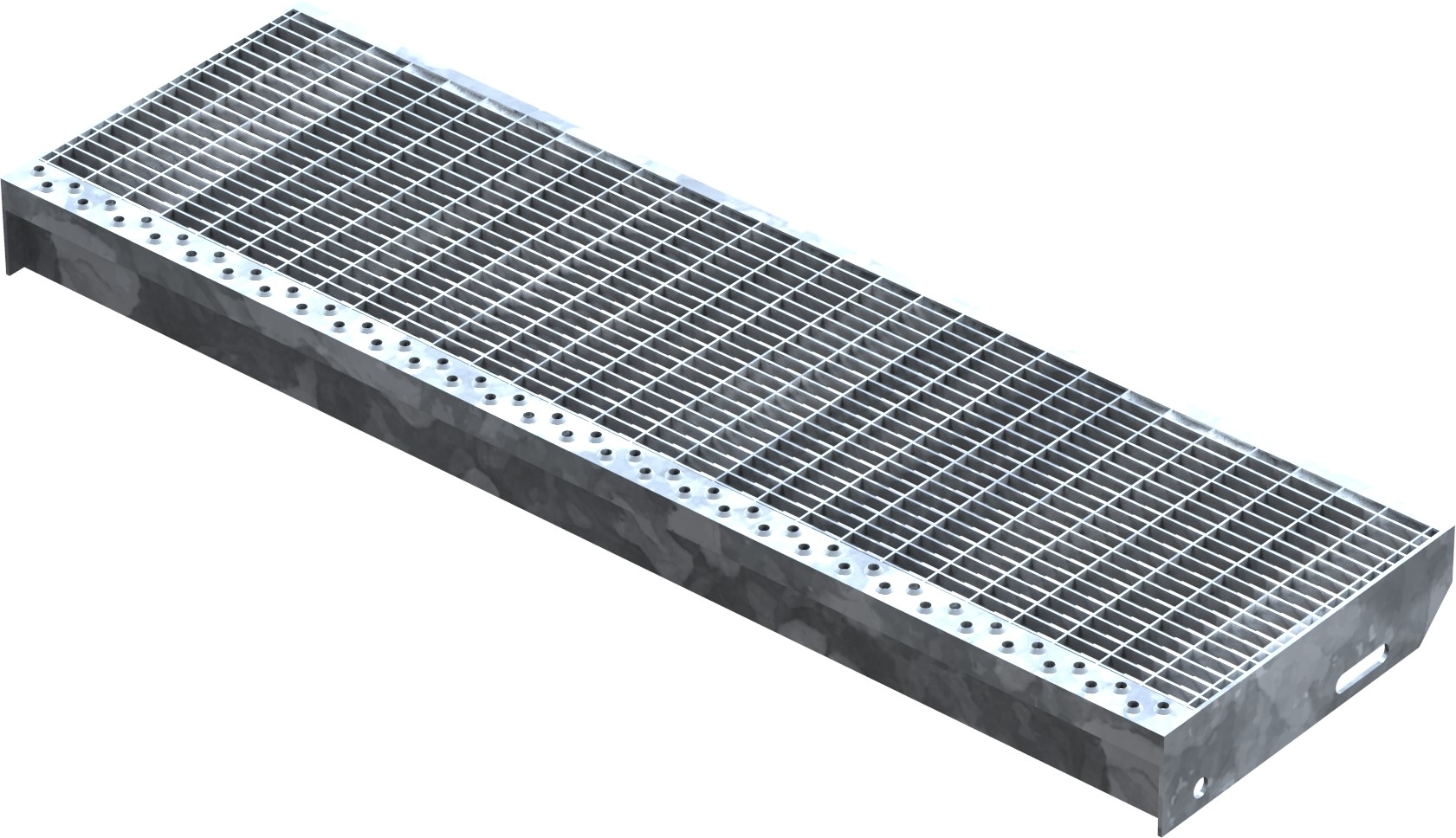 Gitterroststufe Treppenstufe | Maße: 900x270 mm 30/10 mm | S235JR (St37-2), im Vollbad feuerverzinkt