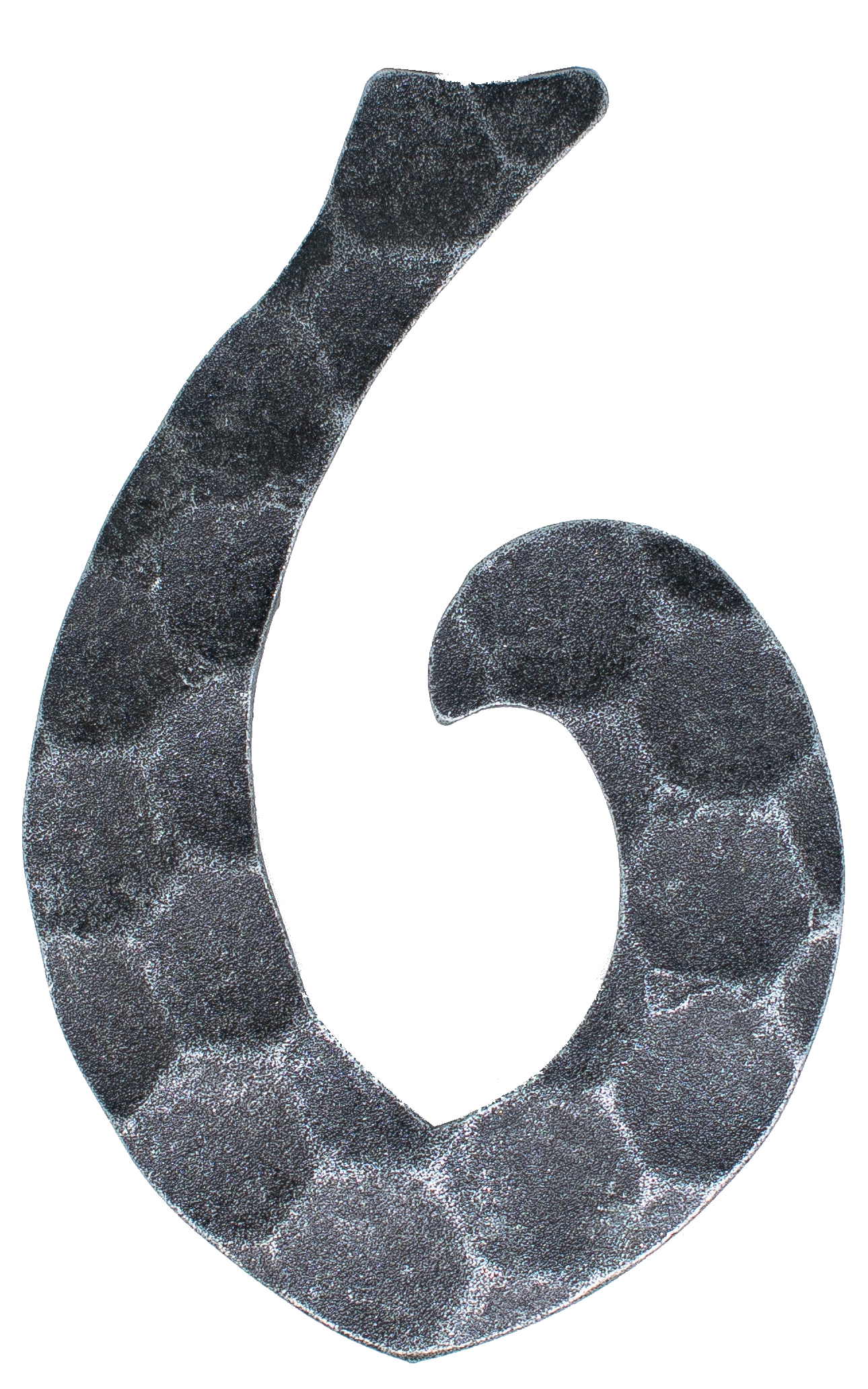 Hausnummer 6 | Abmessung 12x8 cm | Material 4 mm gehämmert | Stahl (Roh) S235JR