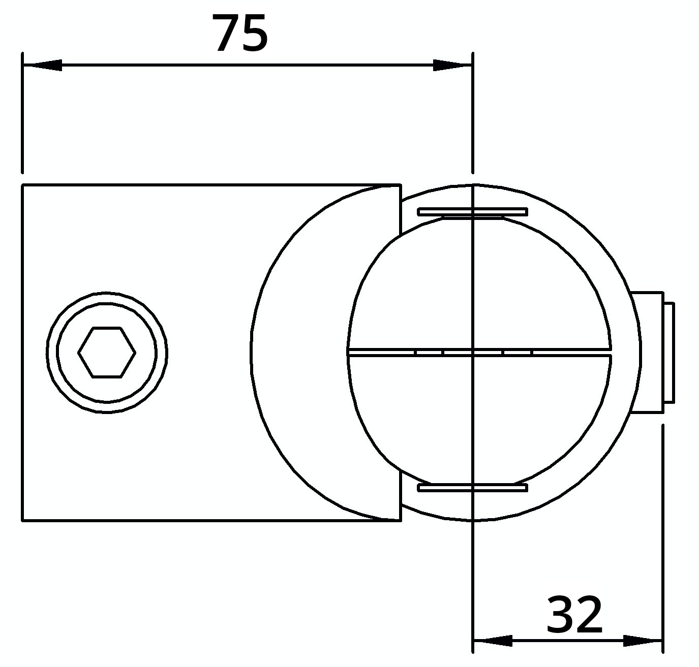 Rohrverbinder - Eckstueck verstellbar - 125HC42 - 42-4 mm - 1 1-4- - Feuerverzinkt u. Elektrogalvanisiert-125HC42