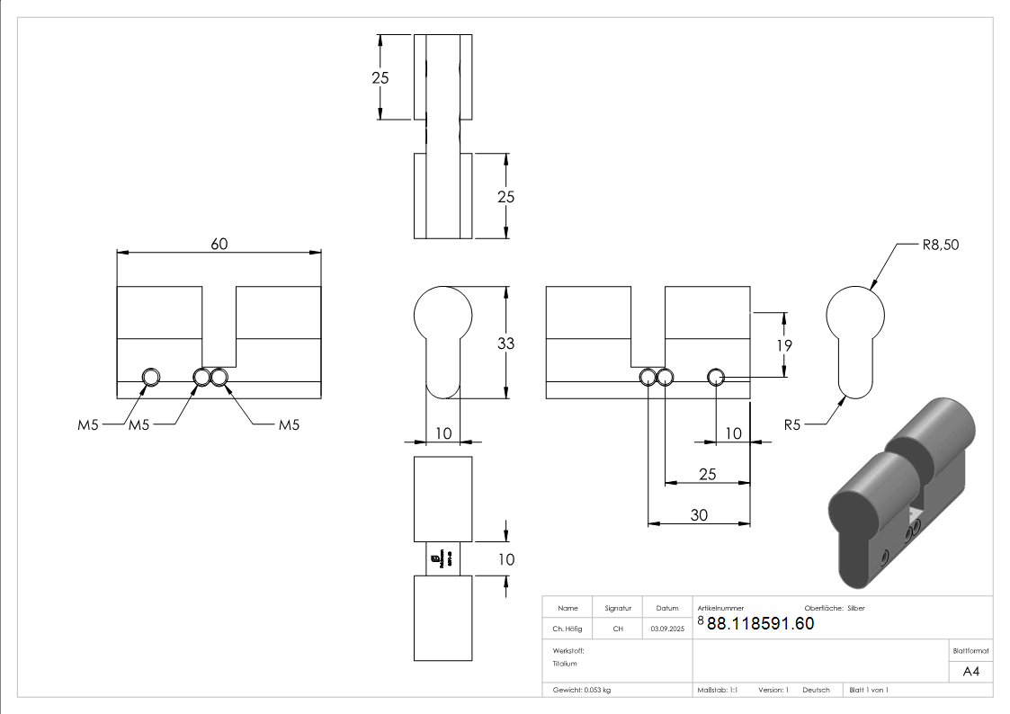 Blindzylinder mit Laenge 60mm-88-118591.60