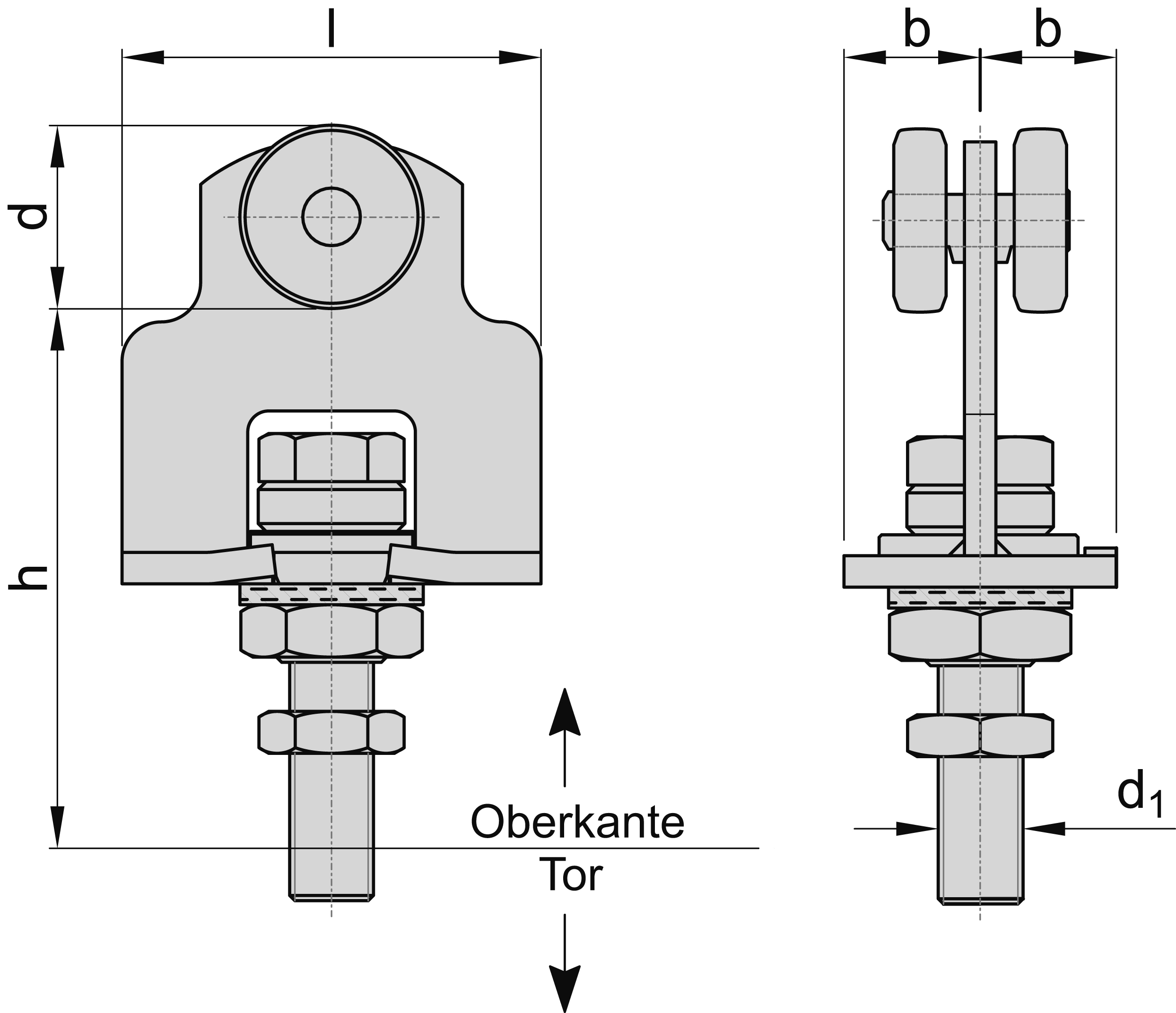 Einfachrolle horizontal drehbar Groesse 1 MEA 10336342-60-0155.7