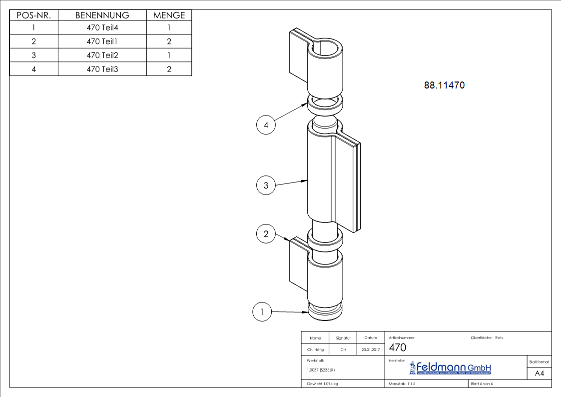 Flachband 3-teilig schwer mit Unterlagscheibe