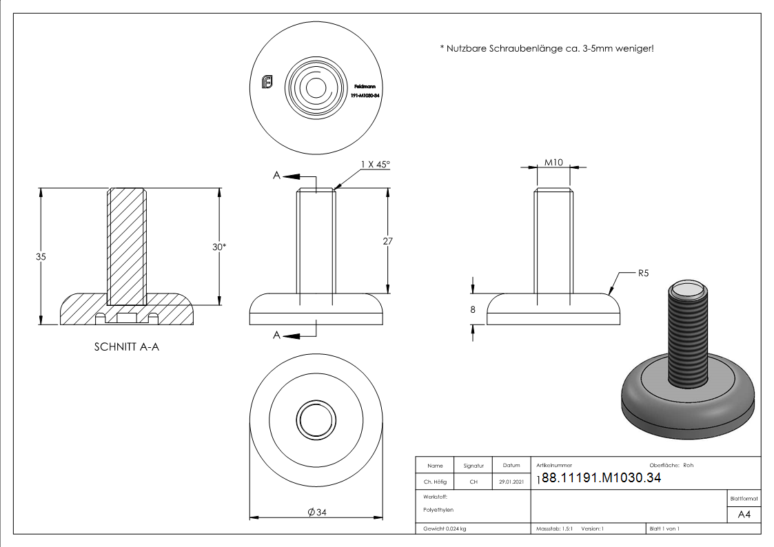 Bodenausgleichsschraube M10 x 30-88-11191-M1030.34