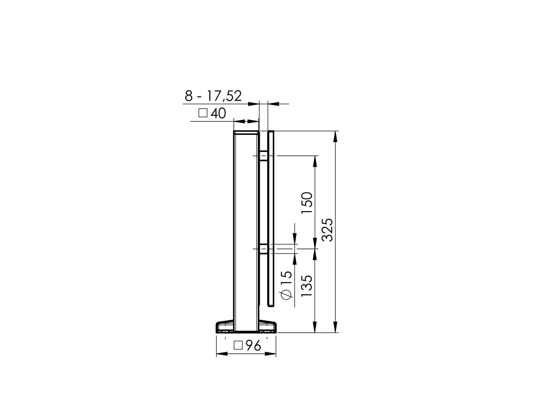 Stehender Glashalter Edelstahl AISI 304 geschliffen-89-11A6400040PLATE-A.4