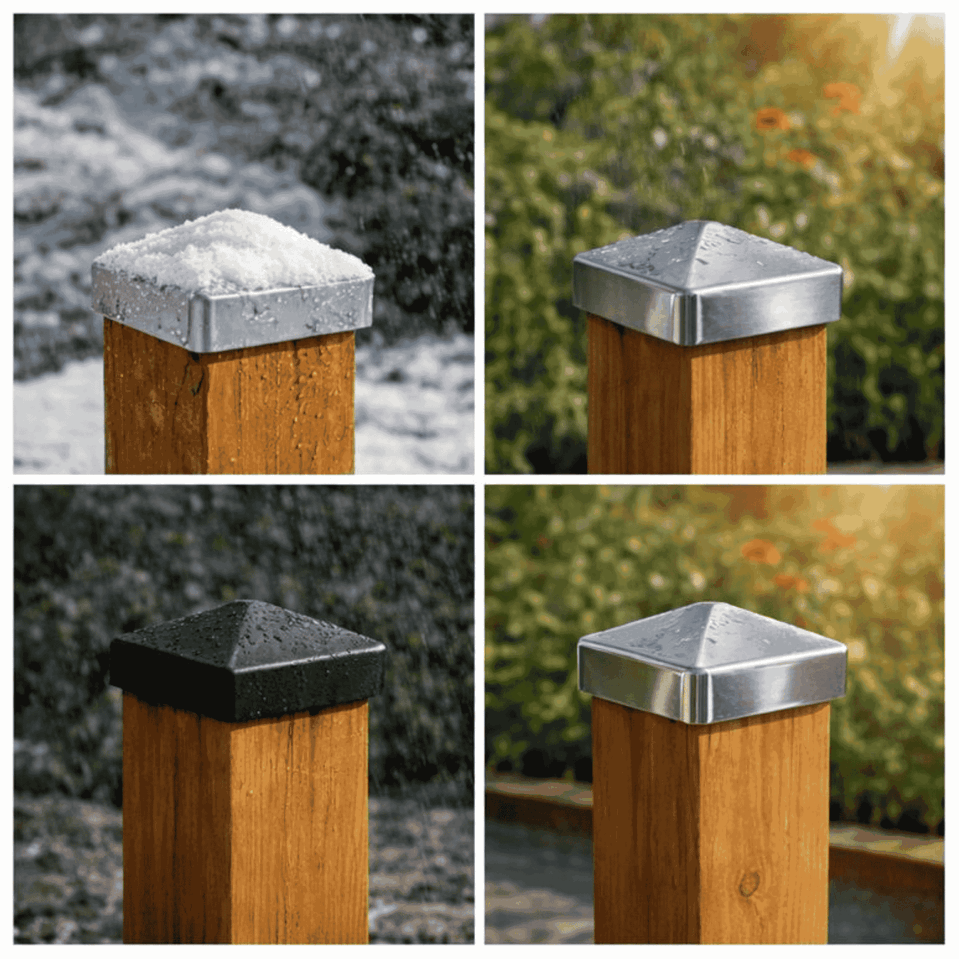 Pfostenkappe 120x120 mm Edelstahl V2A geschliffen – 10er Set inkl. Schrauben-60220-120-022