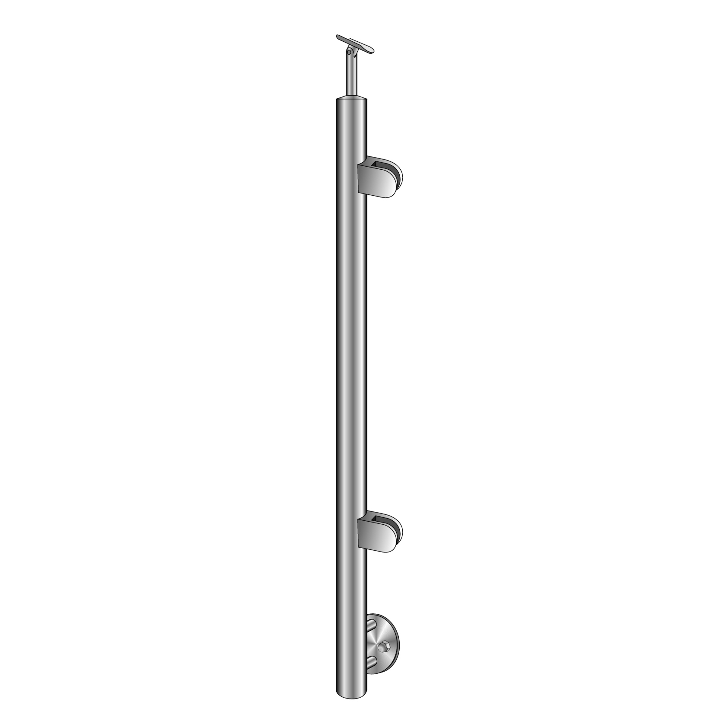 Gelaenderendpfosten Edelstahl AISI 304 flach 1000 mm Seitenverankerung rechts fuer Glas 8-76 mm-14-0042RG-A.4