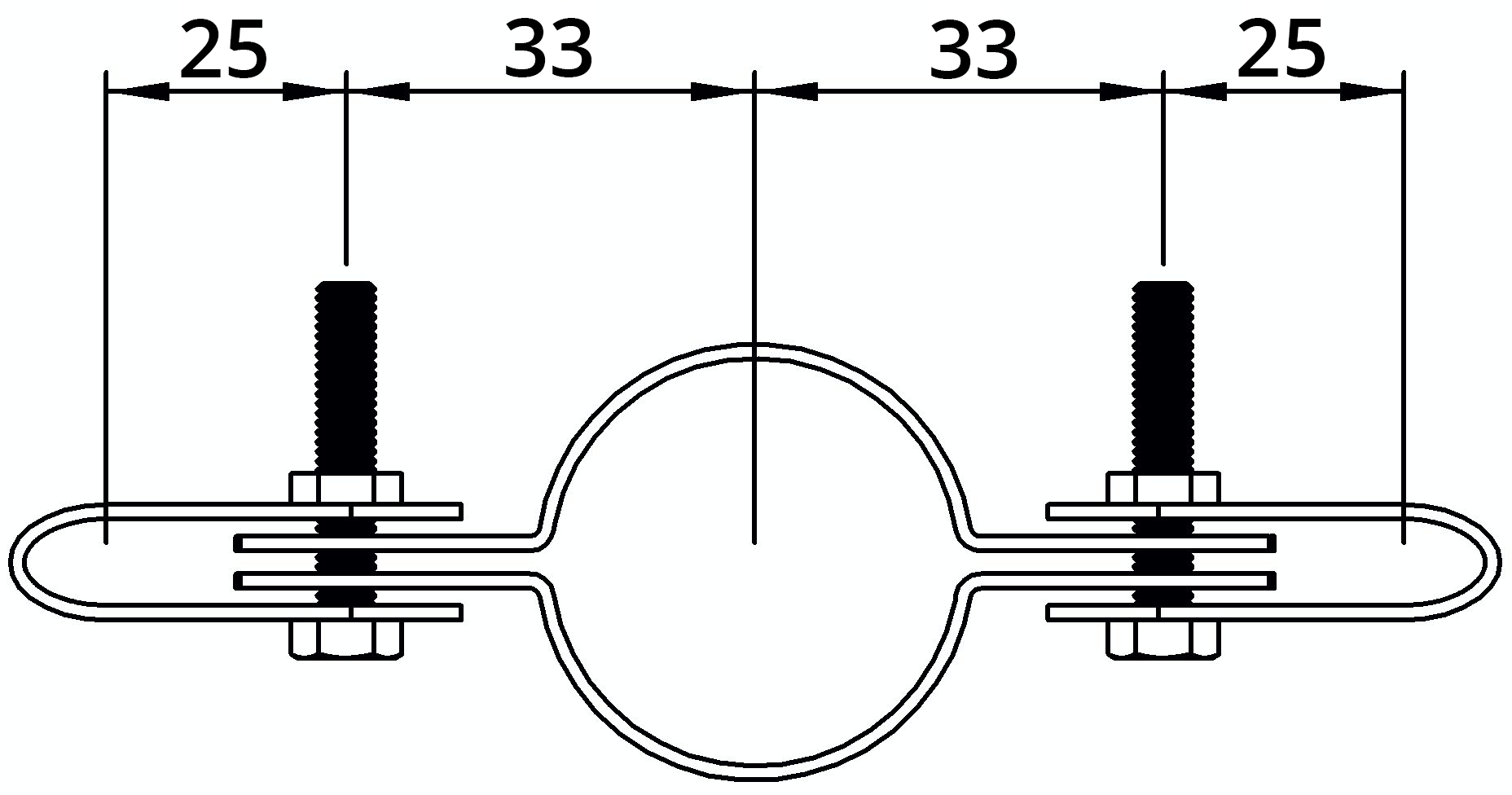 Rohrverbinder Gitterhalter doppelt Ø 42-4 mm -1 1-4- - Temperguss verzinkt - 171C42-171C42