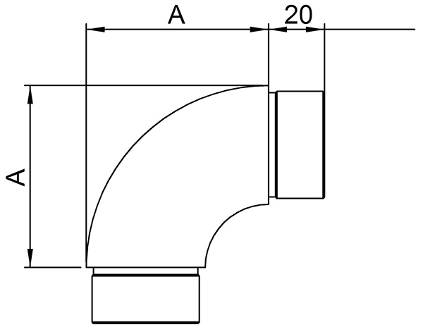 Rohrbogen V2A fuer Rohr Ø 42-4 x 2-0 mm 90 Grad-11-3601.4