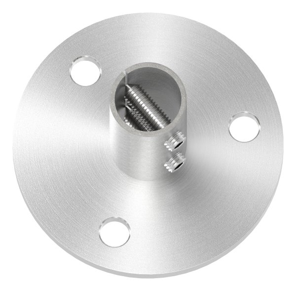 Wand- und Bodenanker  Masse- Ø 100x6 mm  fuer Rundrohr Ø 33-7x2-5 mm -V2A-11-3011.4