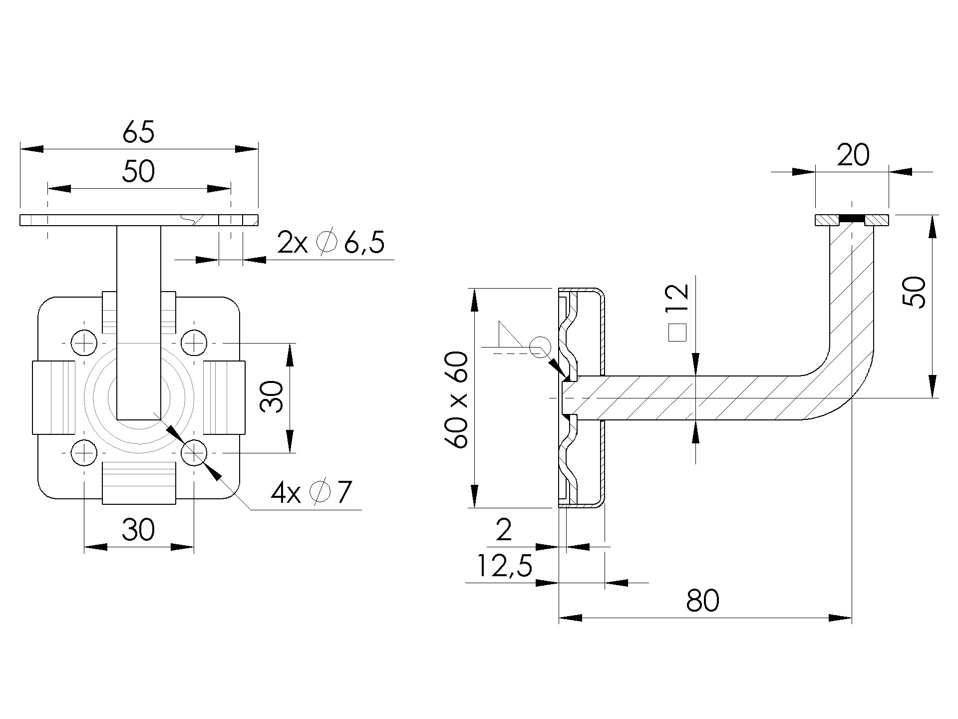 Handlaufhalter V2A fuer Flachhandlauf Wandmontage geschliffen-11-2082-A.4