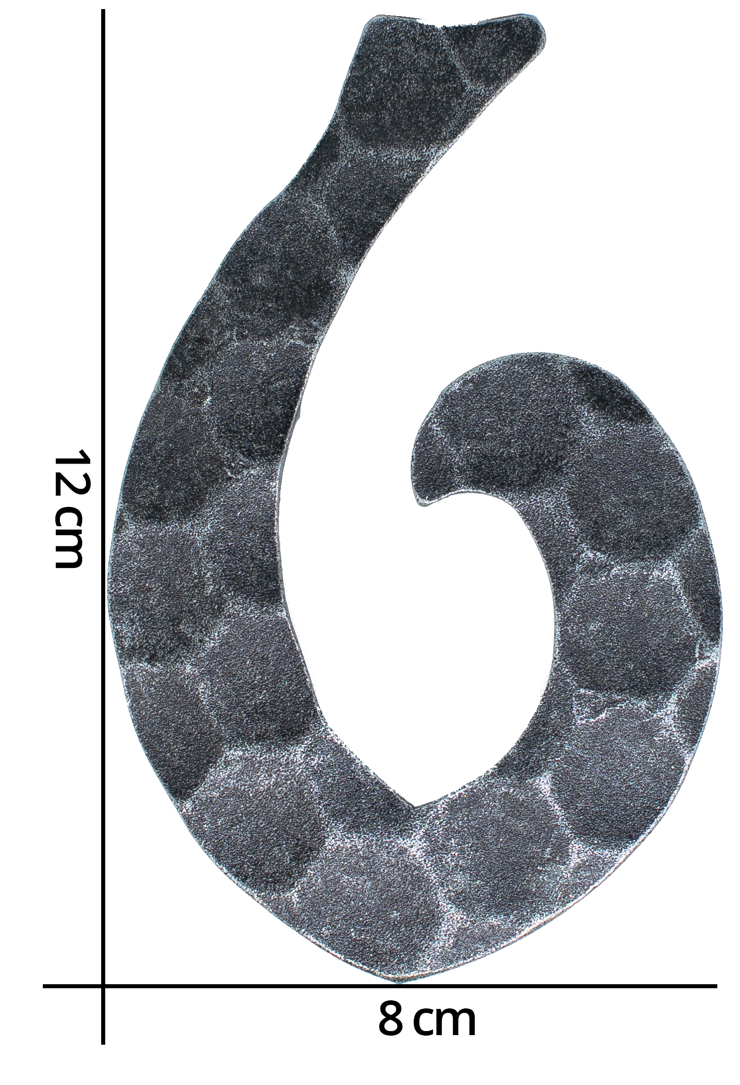 Hausnummer 6 | Abmessung 12x8 cm | Material 4 mm gehämmert | Stahl (Roh) S235JR