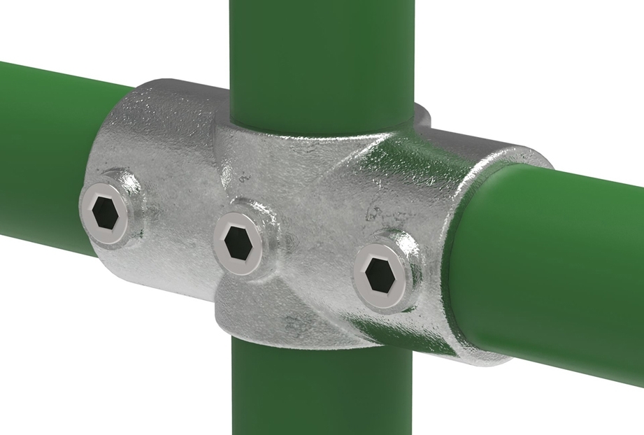 Rohrverbinder Kreuzstueck durchgehend Ø 33-7 mm -1- - Temperguss verzinkt - 119B34-119B34