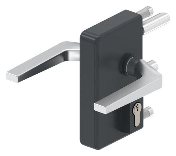 Gittertorschloss GTS 2 fuer Rohrstaerke 40-60mm- montagefertiges Set- anthrazitgrau-88-1156700-ALU.7016