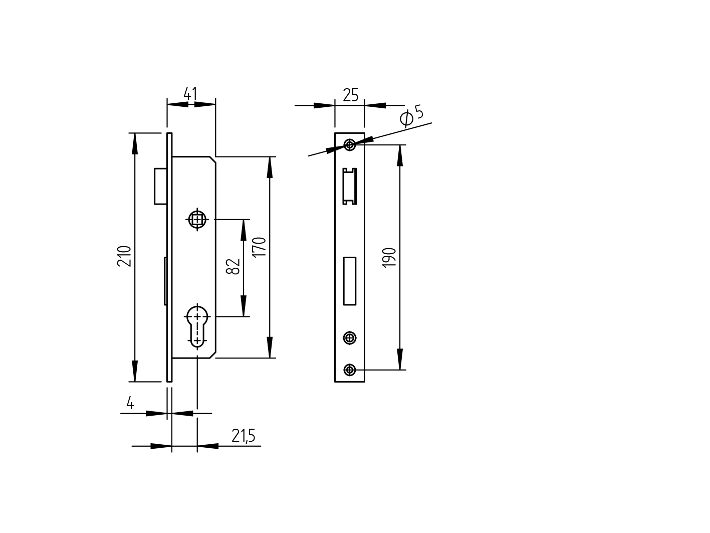 Einsteckschloss Stahl Dorm 25-5 mm Abstand 82 mm fuer JP 40x40 mm verzinkt-89.B130255X82