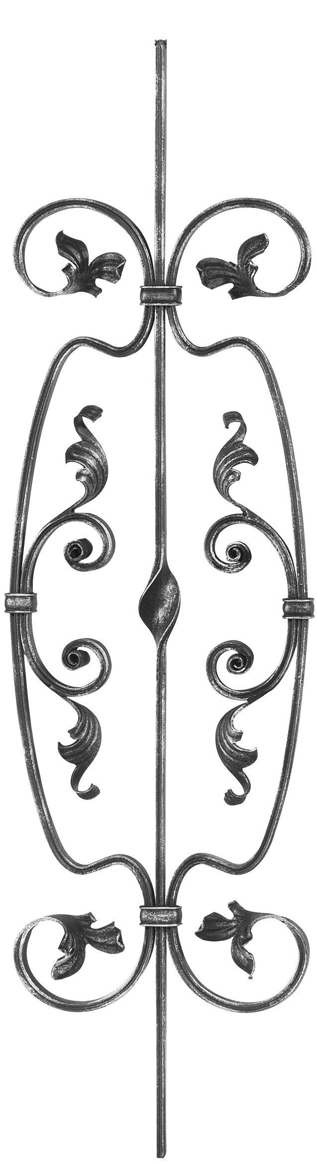 Zierstab | Länge: 900 mm | Material: 16x8 mm gerillt | Stahl S235JR, roh