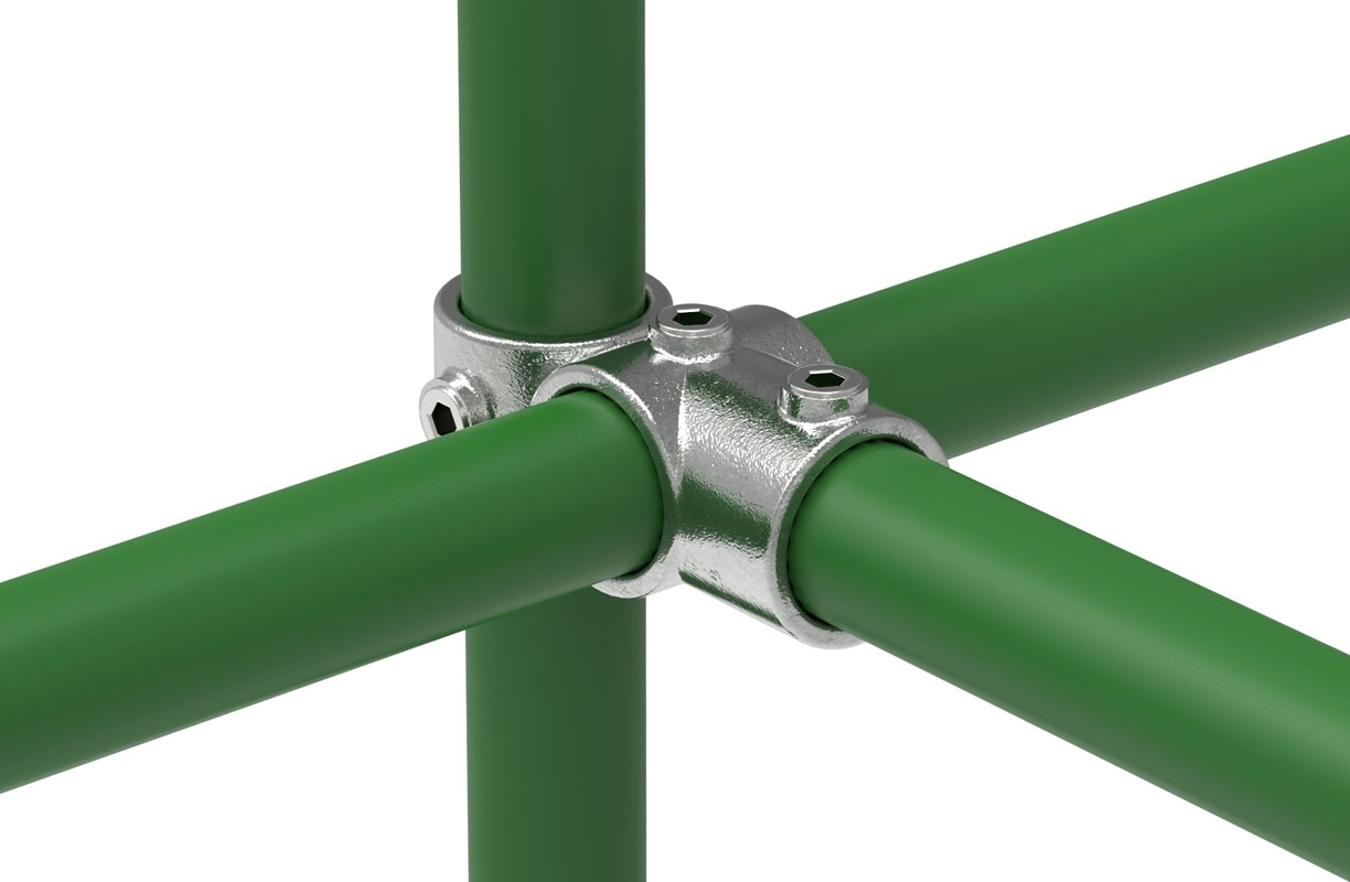 Rohrverbinder Kreuz-T-Stueck kombiniert Ø 26-9 – 60-3 mm - Temperguss verzinkt - 165-165