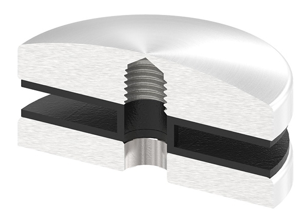 Glaspunkthalter Ø 72 mm- V4A- Anschluss- Flach mit AbP-10-5200.1